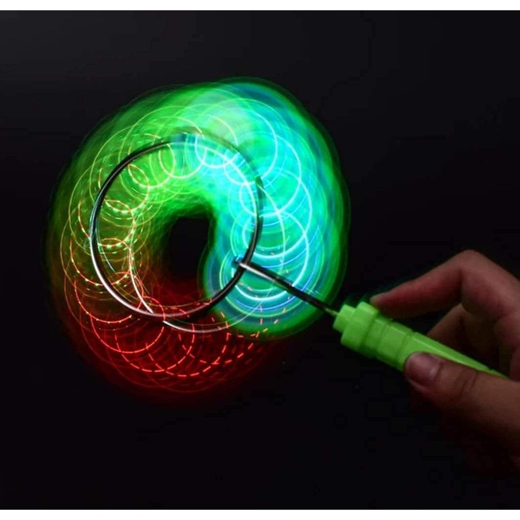 Titirez Magnetic cu LED, Jucarie Interactiva Inertiala si Anti-stres, Efecte Luminoase Multicolore, Plastic si Metal, 19.8 x 5 cm, Portocaliu