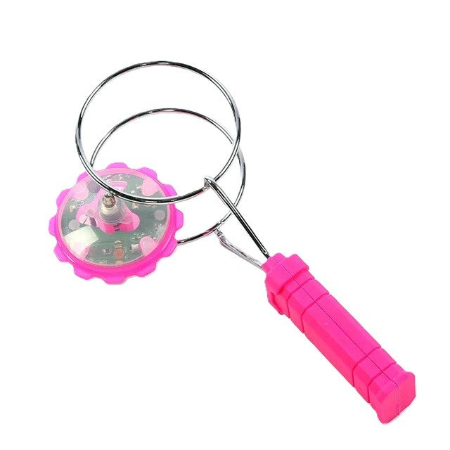 Titirez Magnetic cu LED, Jucarie Interactiva si Educationala Anti-Stres, Rotatie Inertiala, Plastic si Metal, 19.8 x 5 cm, Roz