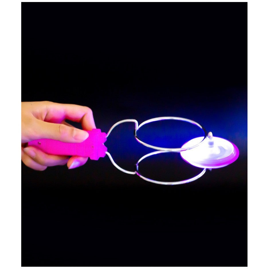 Titirez Magnetic cu LED, Jucarie Interactiva si Educationala Anti-Stres, Rotatie Inertiala, Plastic si Metal, 19.8 x 5 cm, Roz