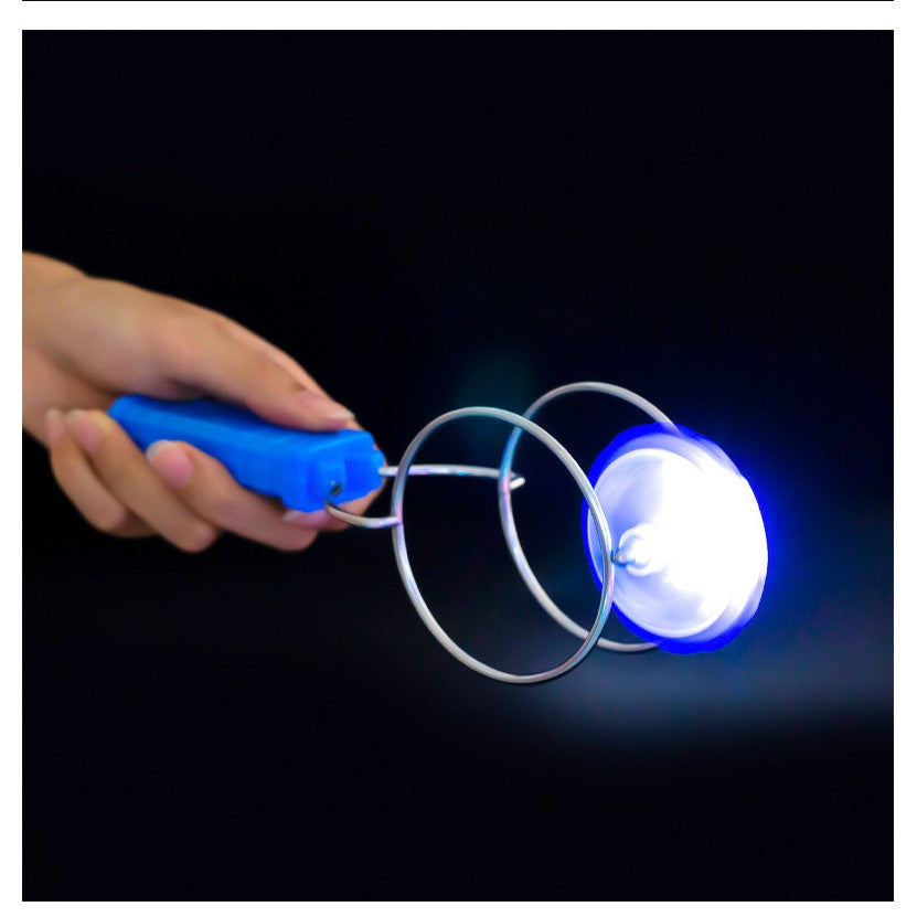 Jucarie Interactiva, Titirez Magnetic cu Lumini LED Multicolore, Efect Inertial si Anti-stres, Plastic si Metal, 19.8 x 5 cm, Albastru