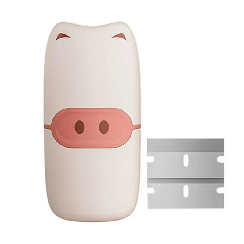 Mini Racleta de Curatare pentru Etichete si Adezivi, Razuitor Universal Autocolante si Vopsea, ABS si Metal, 2 Lame Incluse, 10 x 4.8 x 1 cm, Roz