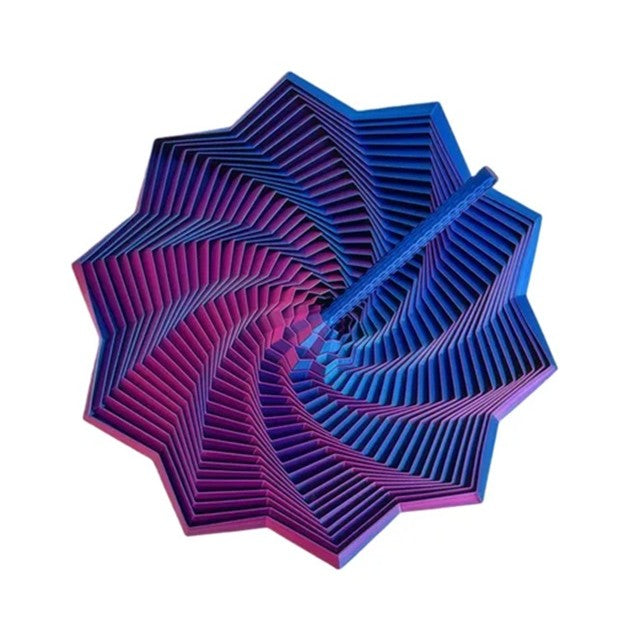 Jucarie Decompresie Anti-stress, Stea 3D Geometrica Extensibila, Turn Magic cu Maner Spirala si Efect DuoChrome, Material PLA, 17 cm, Albastru/Violet