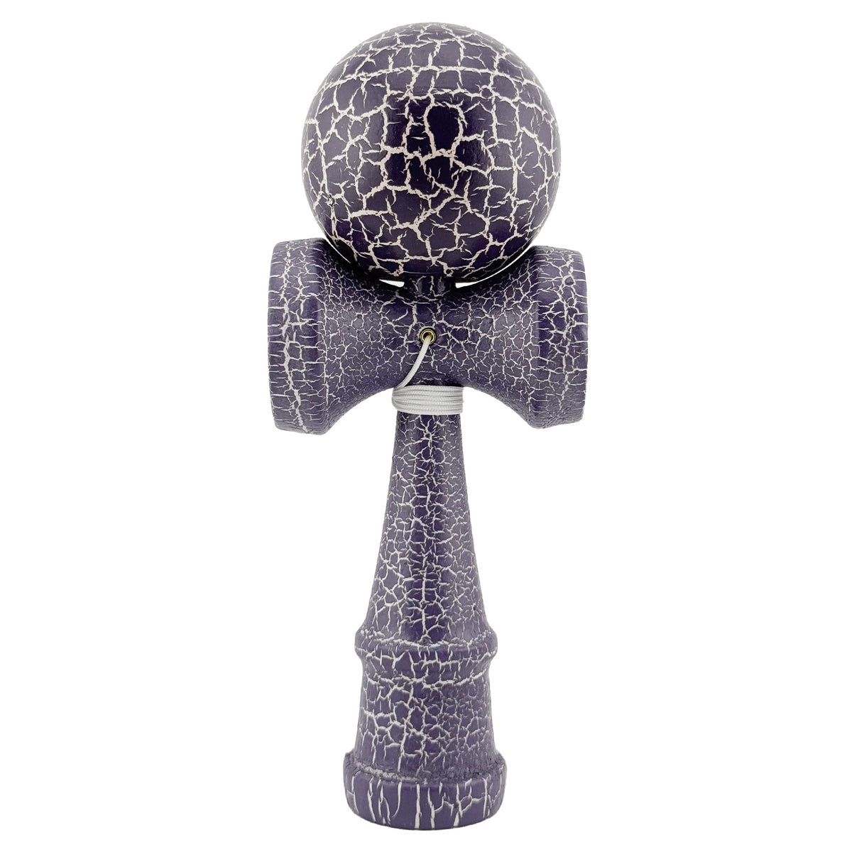 Kendama X Originala Berbis – Jucarie Interactiva din Lemn, 18 cm, Joc de Indemanare pentru Copii si Adulti, Design Cracked Mov-Alb