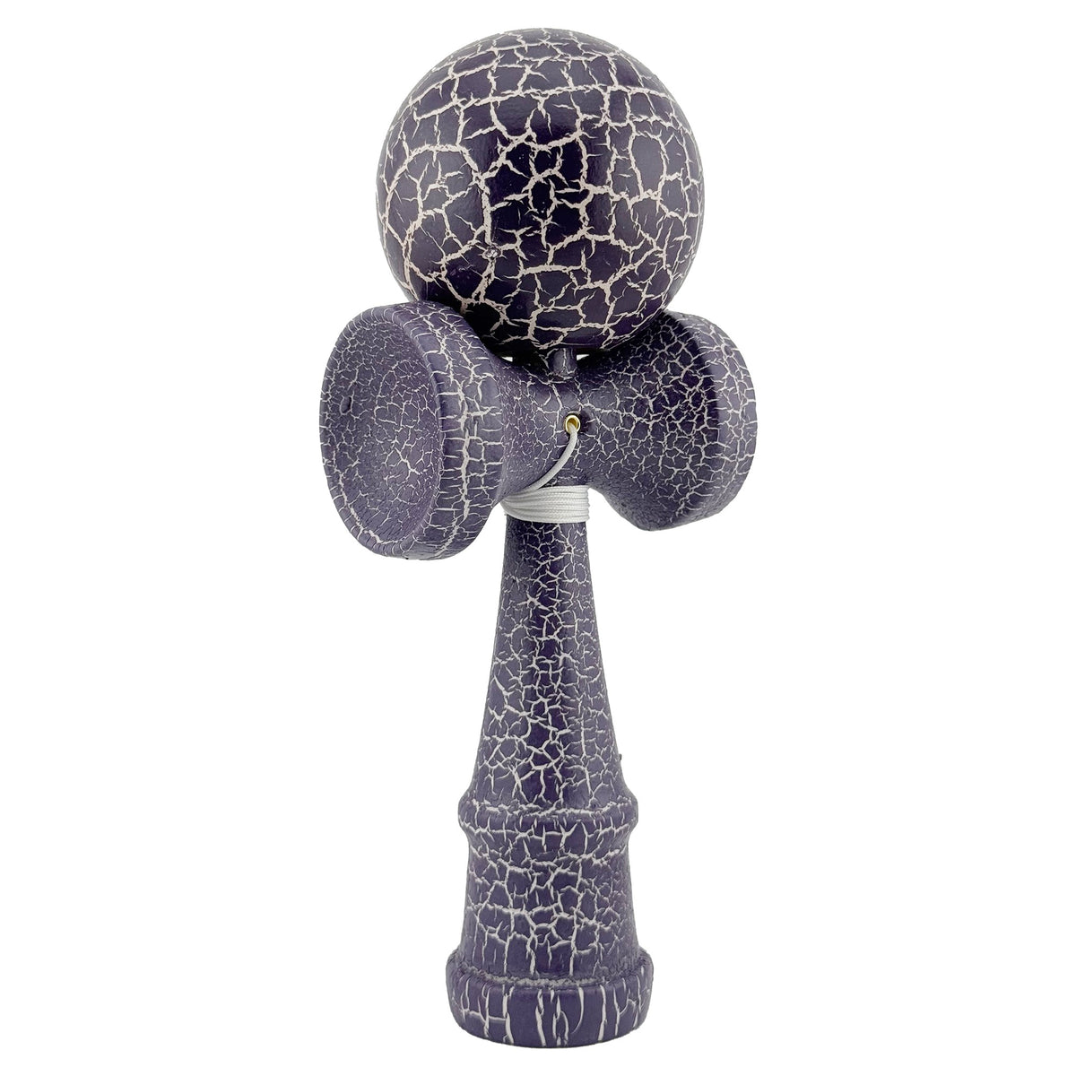 Kendama X Originala Berbis – Jucarie Interactiva din Lemn, 18 cm, Joc de Indemanare pentru Copii si Adulti, Design Cracked Mov-Alb