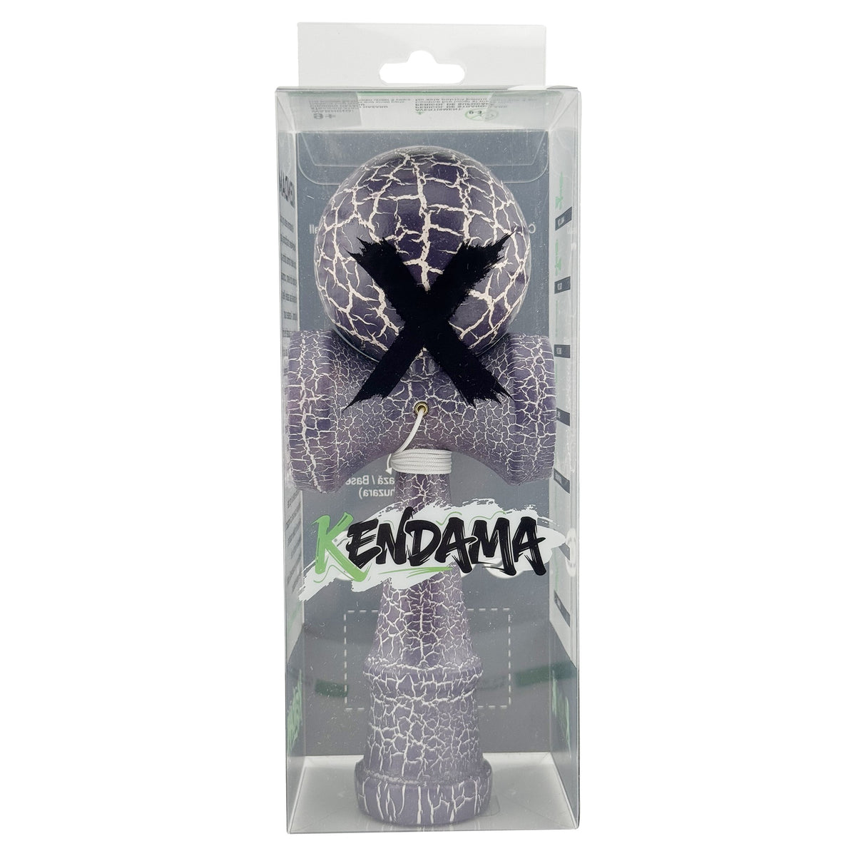 Kendama X Originala Berbis – Jucarie Interactiva din Lemn, 18 cm, Joc de Indemanare pentru Copii si Adulti, Design Cracked Mov-Alb
