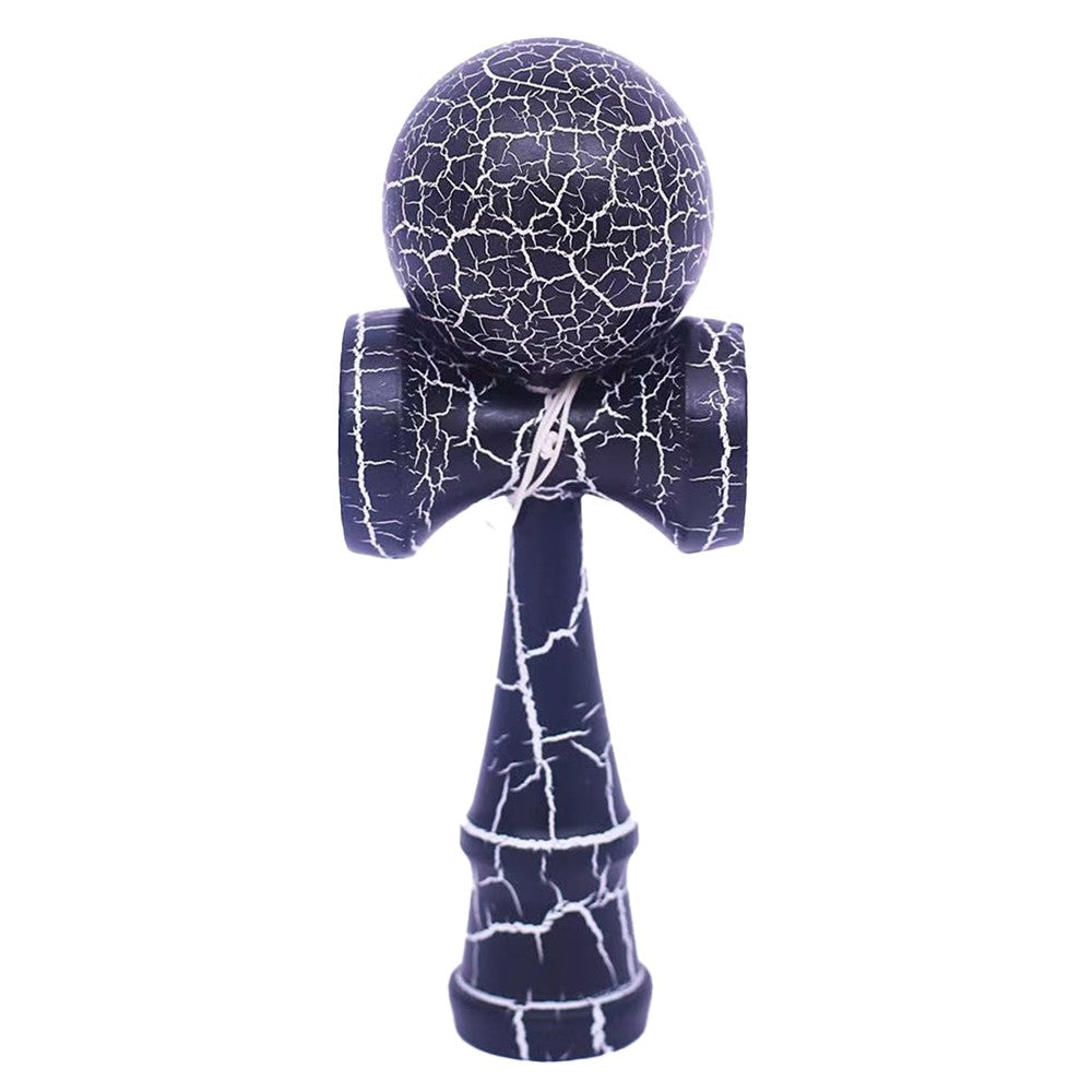 Kendama X Originala Berbis – Jucarie Interactiva din Lemn, 18 cm, Joc de Indemanare pentru Copii si Adulti, Design Cracked Albastru Inchis-Gri