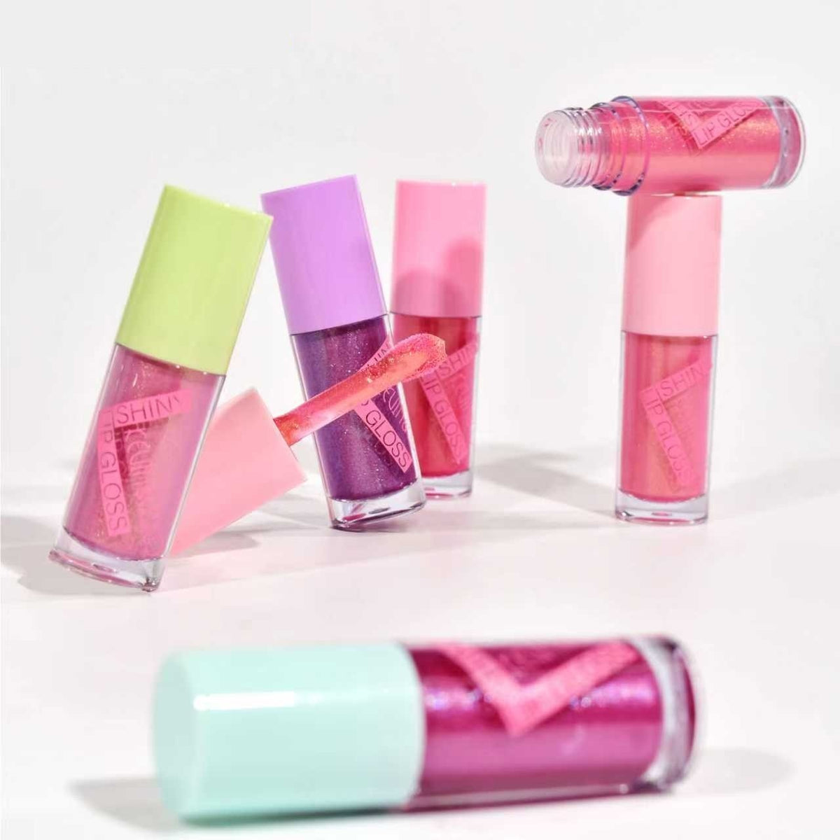 Kevin & Coco Set 5 Rujuri Lip Gloss, Efect Lucios si Sidefat pentru Volum, Dreamy Pink, Multicolor, 5 Bucati