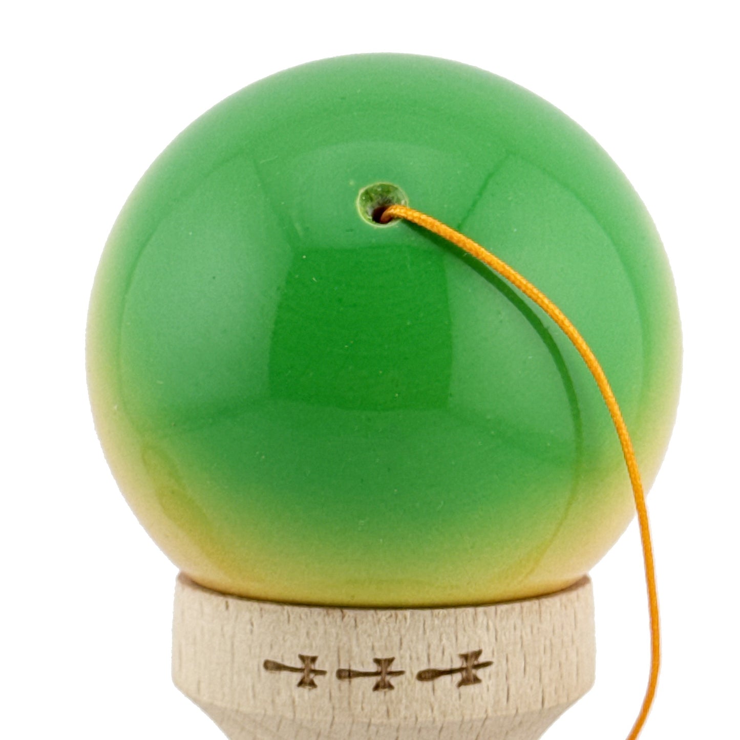 Kendama X Originala, Model Verde / Galben / Rosu in Degrade, Profesionala, Cupe Mari, Super Sticky, Rulment, Ata 55cm