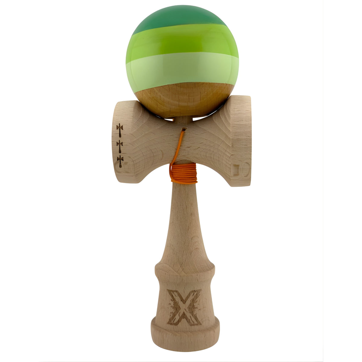 Kendama X Originala, Model Verde Mix, Profesionala, Legendary, Cupe Mari, Super Sticky, Rulment, Ata 55cm