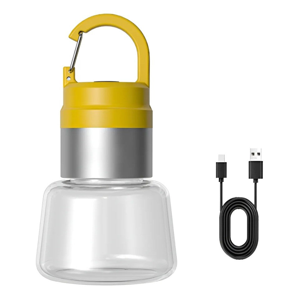 Lampă Portabilă de Camping și Voiaj, Iluminare LED RGB Ambientală, Rezistență la Apă IPX5, Încărcare USB Type-C, Material ABS, 300 mAh, 10 x 5.5 x 5.5 cm, Galben