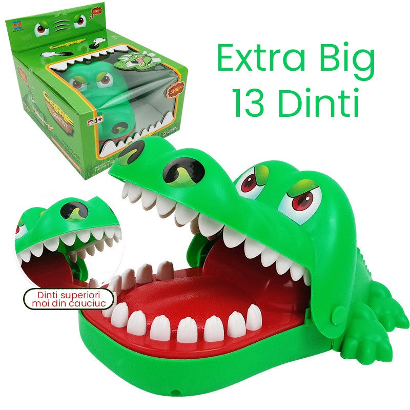 Jucarie Interactiva Crocodil Dentist, Joc De Grup Si Familie, Indemanare Si Suspans, Plastic Rezistent, 13 Dinti, Model Extra Big 21 x 14.5 x 11 cm, Verde