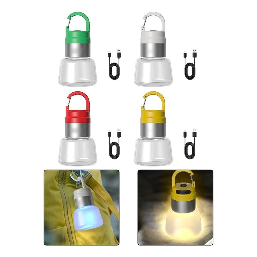Lampă Portabilă de Camping și Voiaj, Iluminare LED RGB, Rezistență Apă IPX5, Încărcare USB Type-C, Material ABS, Acumulator 300 mAh, 10 x 5.5 cm, Verde