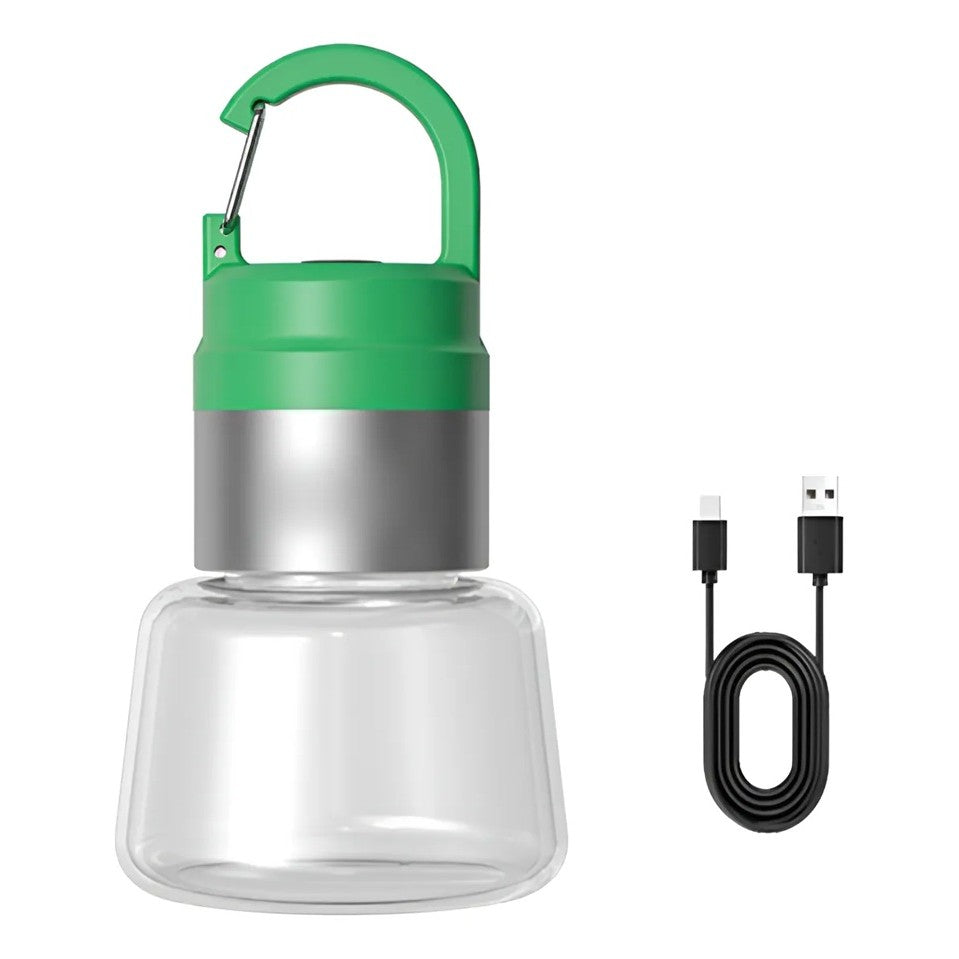 Lampă Portabilă de Camping și Voiaj, Iluminare LED RGB, Rezistență Apă IPX5, Încărcare USB Type-C, Material ABS, Acumulator 300 mAh, 10 x 5.5 cm, Verde