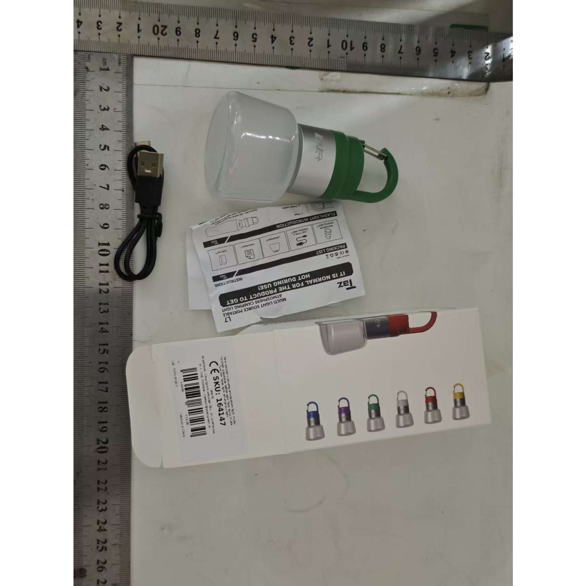 Lampă Portabilă de Camping și Voiaj, Iluminare LED RGB, Rezistență Apă IPX5, Încărcare USB Type-C, Material ABS, Acumulator 300 mAh, 10 x 5.5 cm, Verde