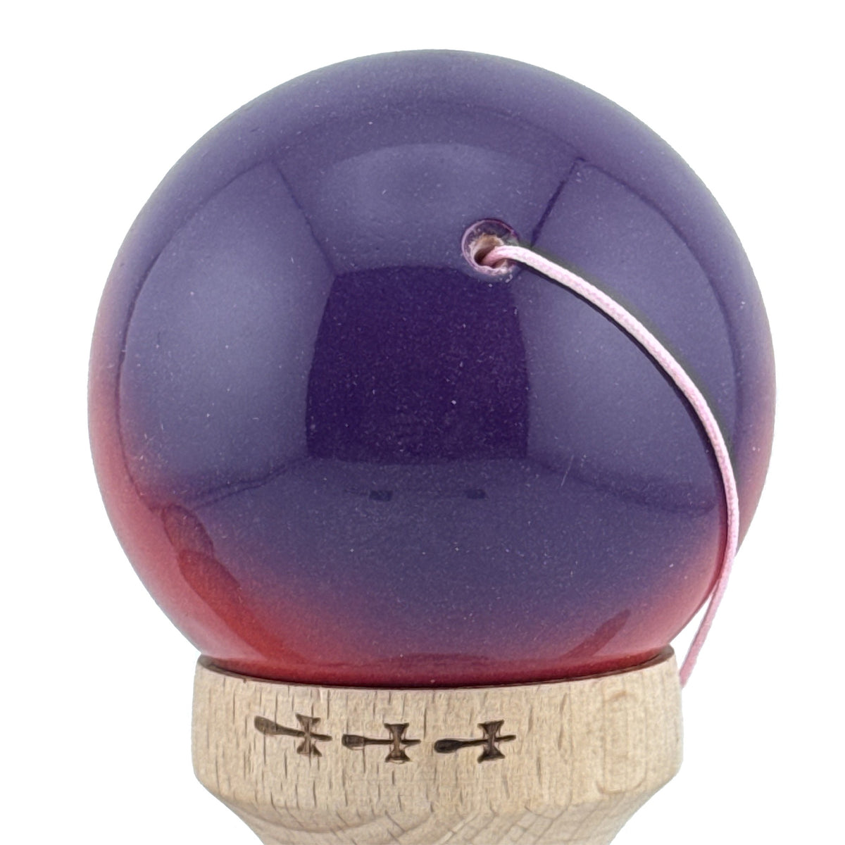 Kendama X Originala, Model Mov / Rosu / Negru in Degrade, Profesionala, Cupe Mari, Super Sticky, Rulment, Ata 55cm