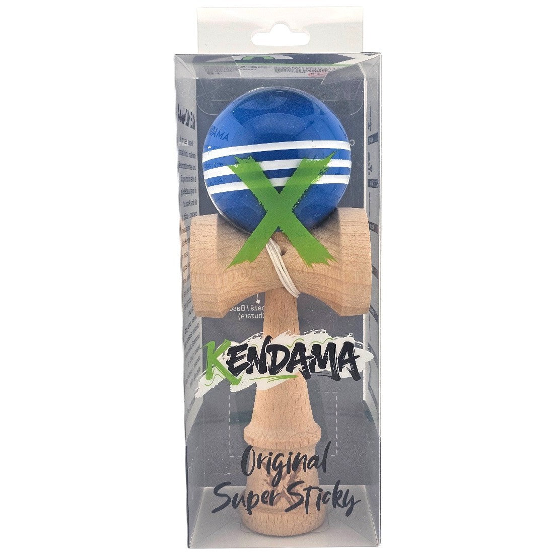 Kendama X Originala, Model Albastru cu Linii Albe, Profesionala, Super Sticky