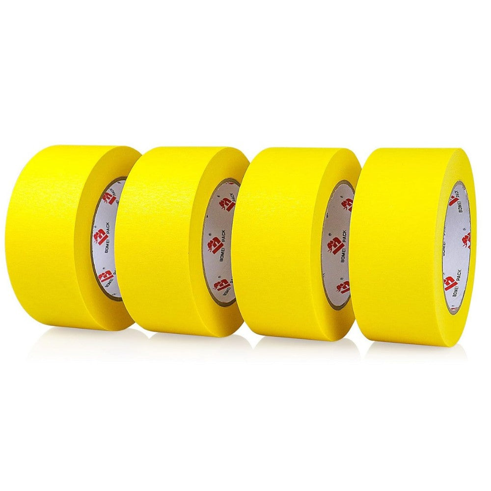 Banda Adeziva de Mascare, Rezistenta UV si Aderenta Ridicata, Hartie Saturata pentru Vopsit si Renovari, Galbena, 48 mm x 50 m, Set 24 Role