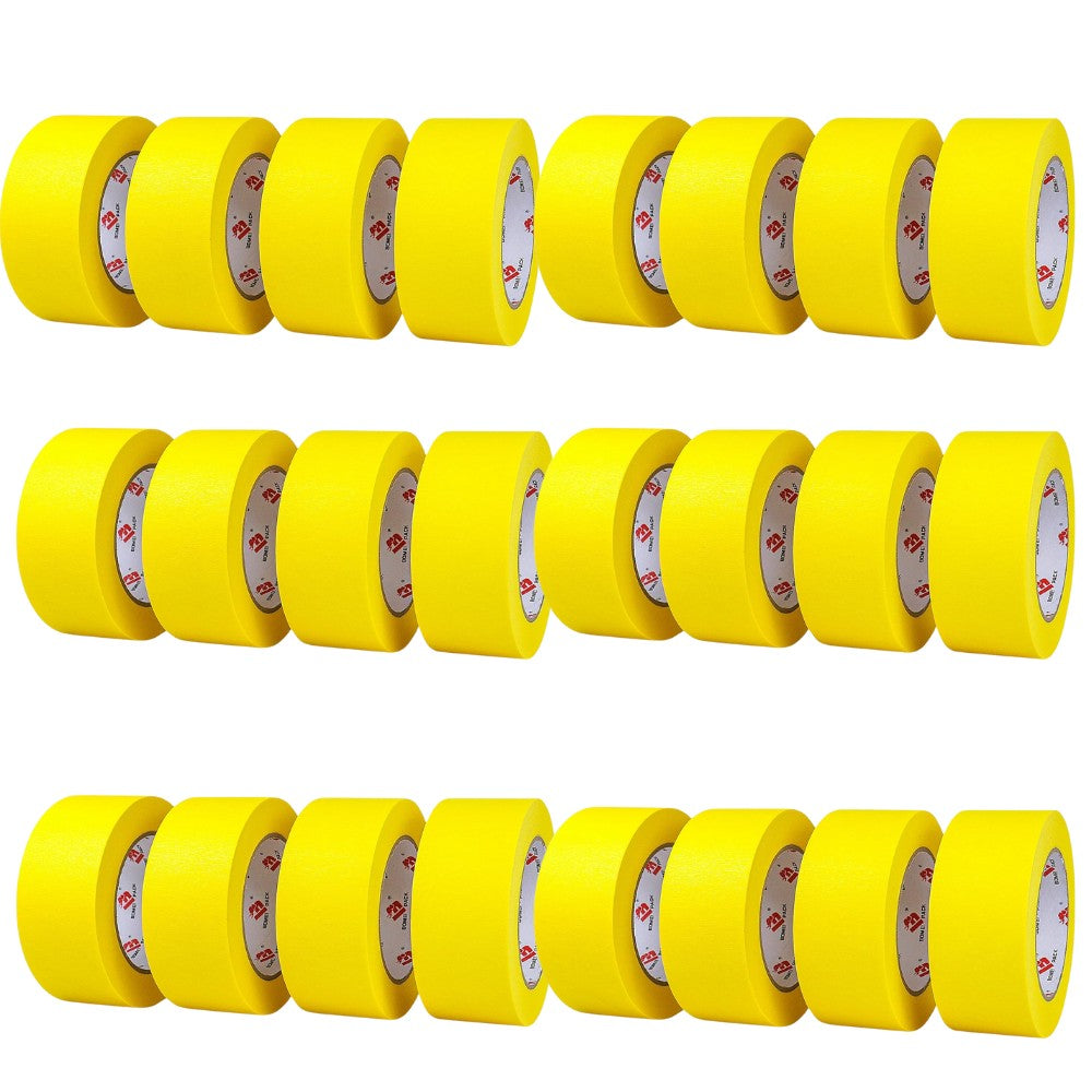 Banda Adeziva de Mascare, Rezistenta UV si Aderenta Ridicata, Hartie Saturata pentru Vopsit si Renovari, Galbena, 48 mm x 50 m, Set 24 Role