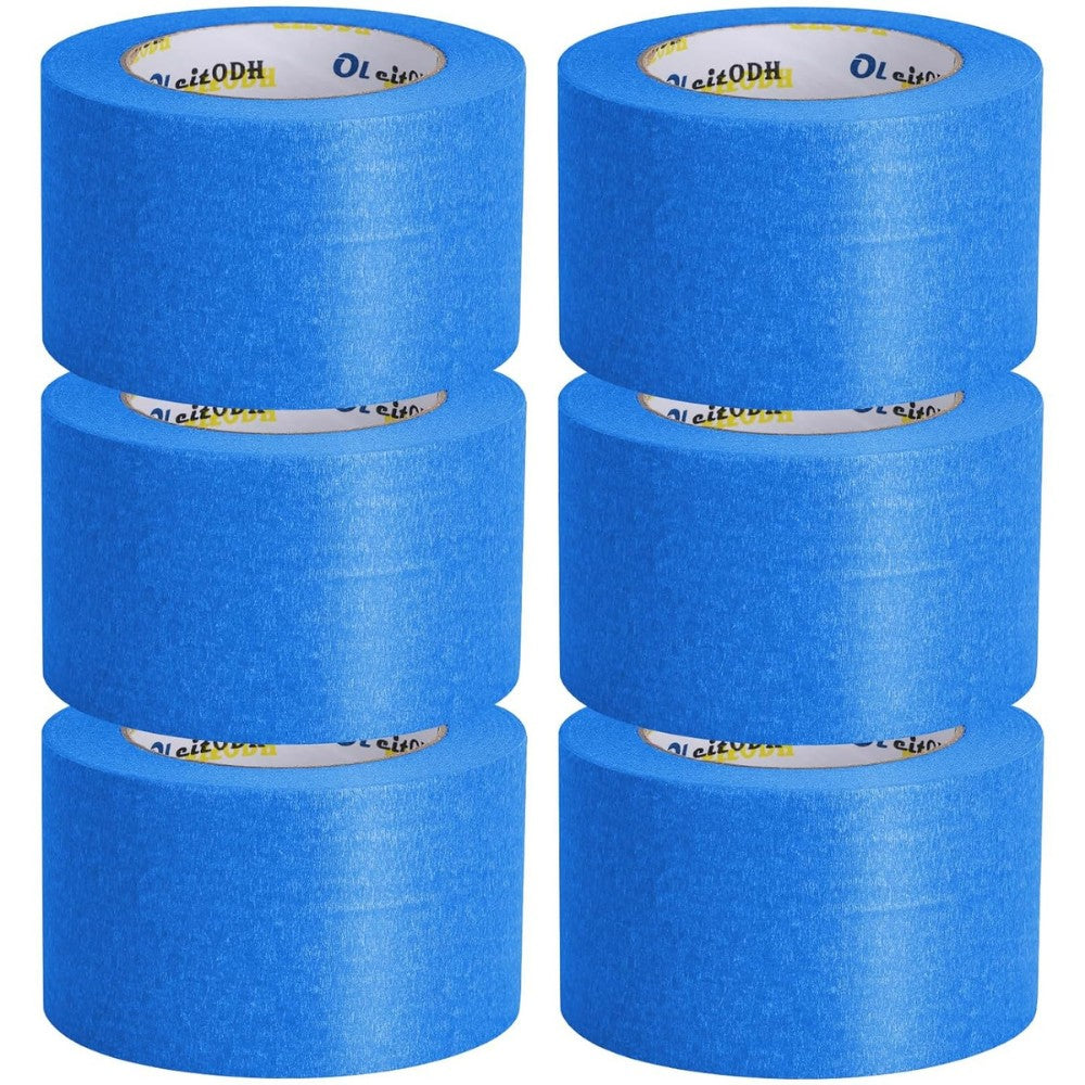 Banda Adeziva De Mascare Albastra, Rezistenta UV Si Temperaturi Inalte, Hartie Creponata Pentru Zugravit, Interior Si Exterior, 48 mm x 50 m, Set 24 Role