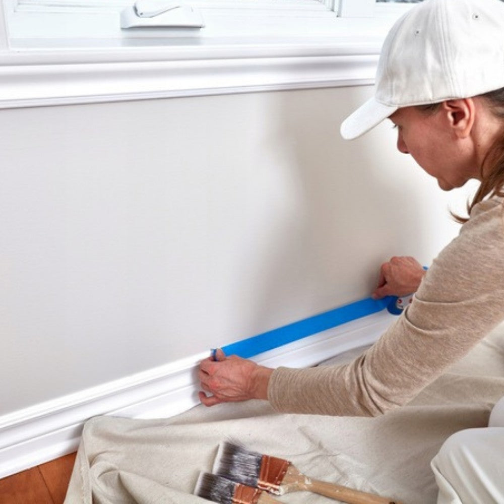 Banda Adeziva De Mascare Albastra, Rezistenta UV Si Temperaturi Inalte, Hartie Creponata Pentru Zugravit, Interior Si Exterior, 48 mm x 50 m, Set 24 Role