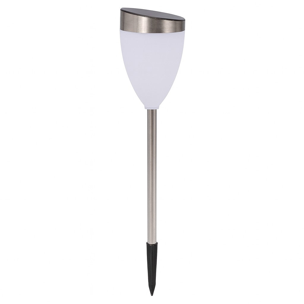 Lampa Solara de Gradina Model Lalea Tulip Light, Iluminare LED Decorativa de Exterior, Rezistenta la Apa, Inaltime 62 cm, Timp Functionare 6-8 Ore, Set 2 Bucati, Alb