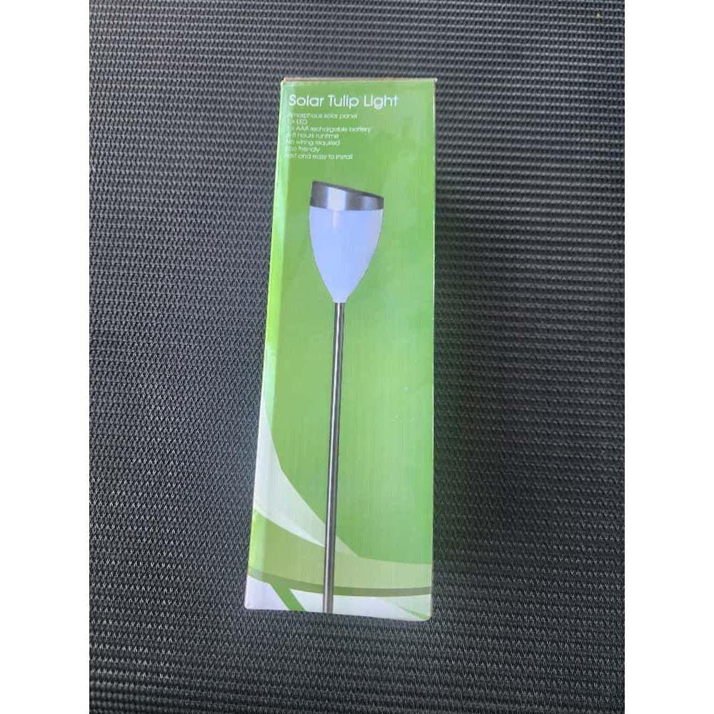 Lampa Solara de Gradina Model Lalea Tulip Light, Iluminare LED Decorativa de Exterior, Rezistenta la Apa, Inaltime 62 cm, Timp Functionare 6-8 Ore, Set 2 Bucati, Alb