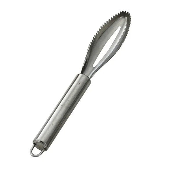 Perie Curatare Solzi Peste si Solzar Metalic, Design Ergonomic cu Peri Inoxidabili, Otel Inoxidabil, 24 x 3 cm, Gri