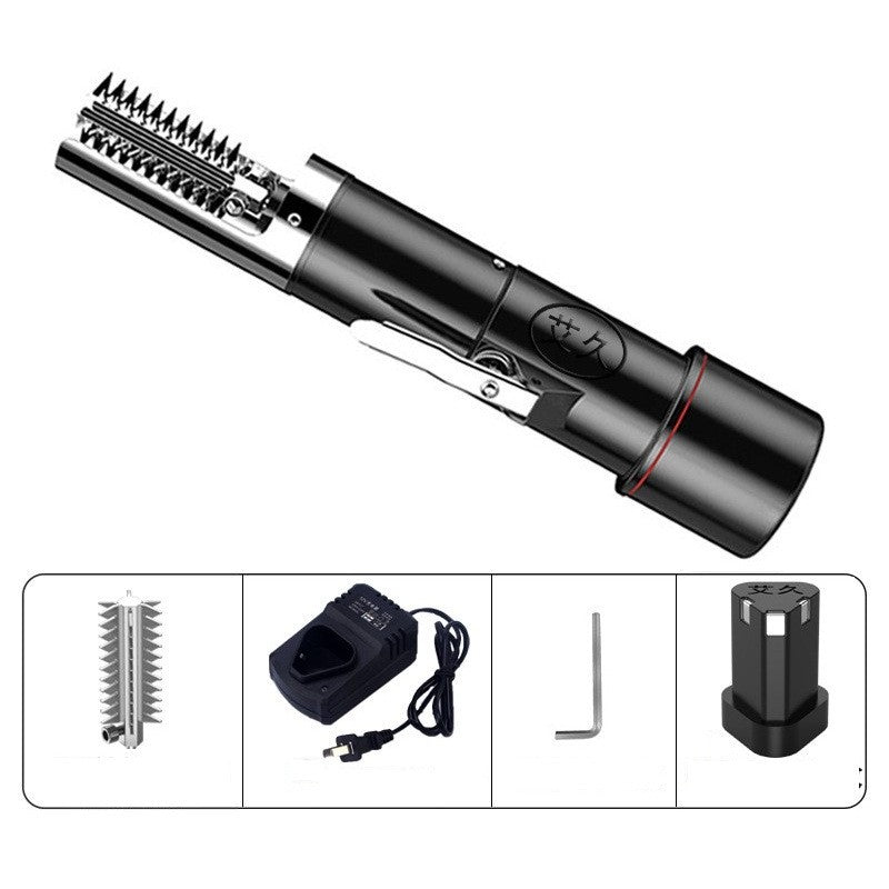 Aparat Electric de Curatare Solzi Peste, Dispozitiv Portabil Fara Fir, Rezistent la Apa, Lama Otel Inoxidabil 304, Motor 98W, Acumulator 2600 mAh, Incarcare Wireless, 28 x 5 cm, Negru