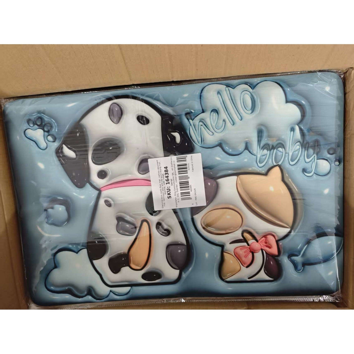 Covor de Baie Absorbant, Model 3D Catel si Pisica, Spuma Moale Antiderapanta, PVC si Cauciuc, 40 x 60 cm, Multicolor