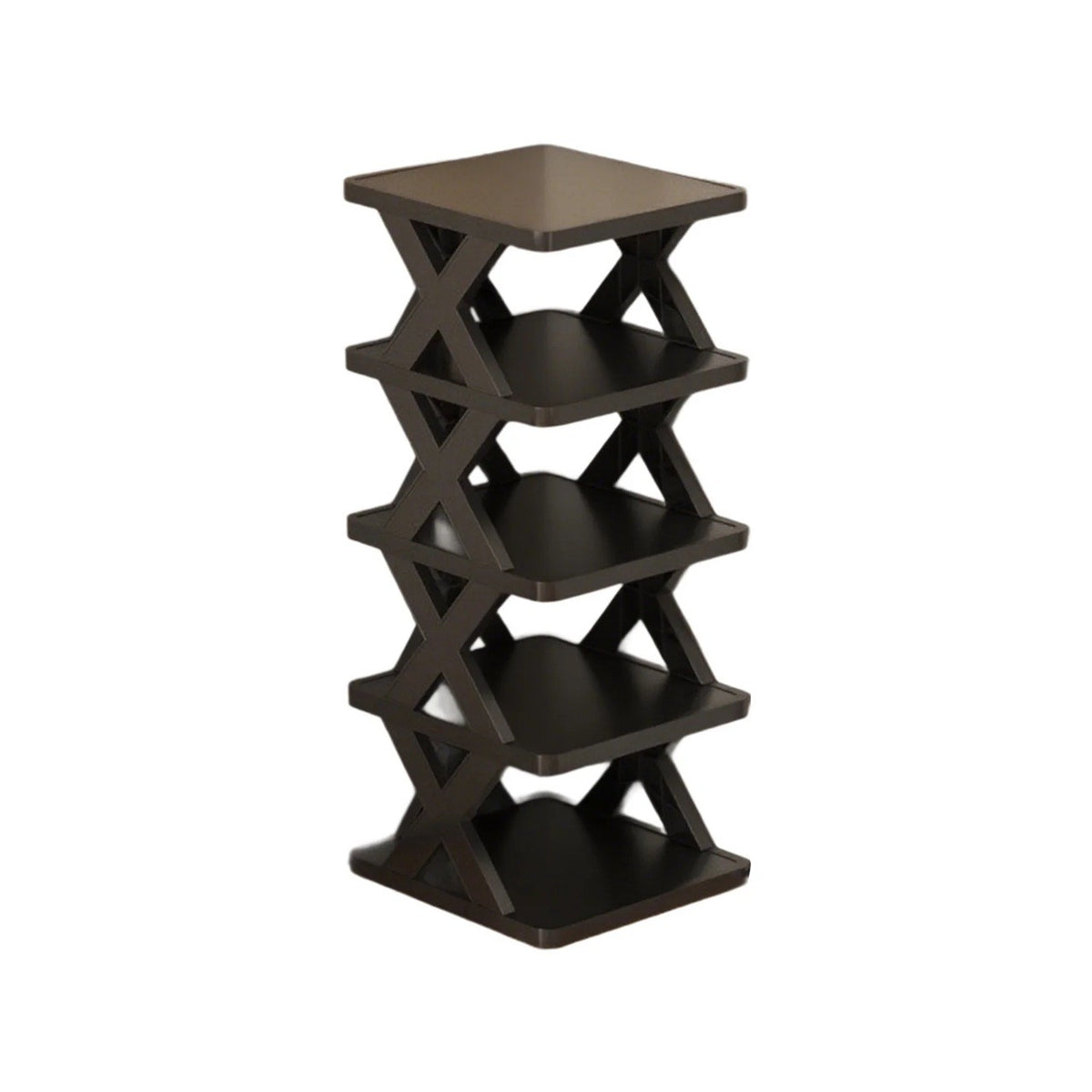 Organizator Pantofi, Suport Modular Stivuibil cu 5 Niveluri, Structura Stabila in Forma de X, Plastic ABS, 65.5 x 24 x 26 cm, Negru