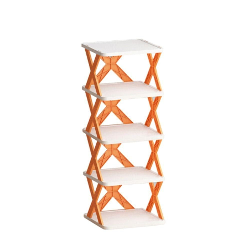 Organizator Pantofi, Suport Modular Stivuibil cu 5 Niveluri, Structura Stabila din ABS, Design Compact pentru Spatii Inguiste, 65.5 x 24 x 26 cm, Portocaliu