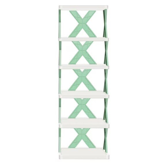 Organizator Pantofi, Suport Modular Stivuibil cu 5 Niveluri, Design Compact si Structura Stabilă in X, ABS, 65.5 x 24 x 26 cm, Turcoaz