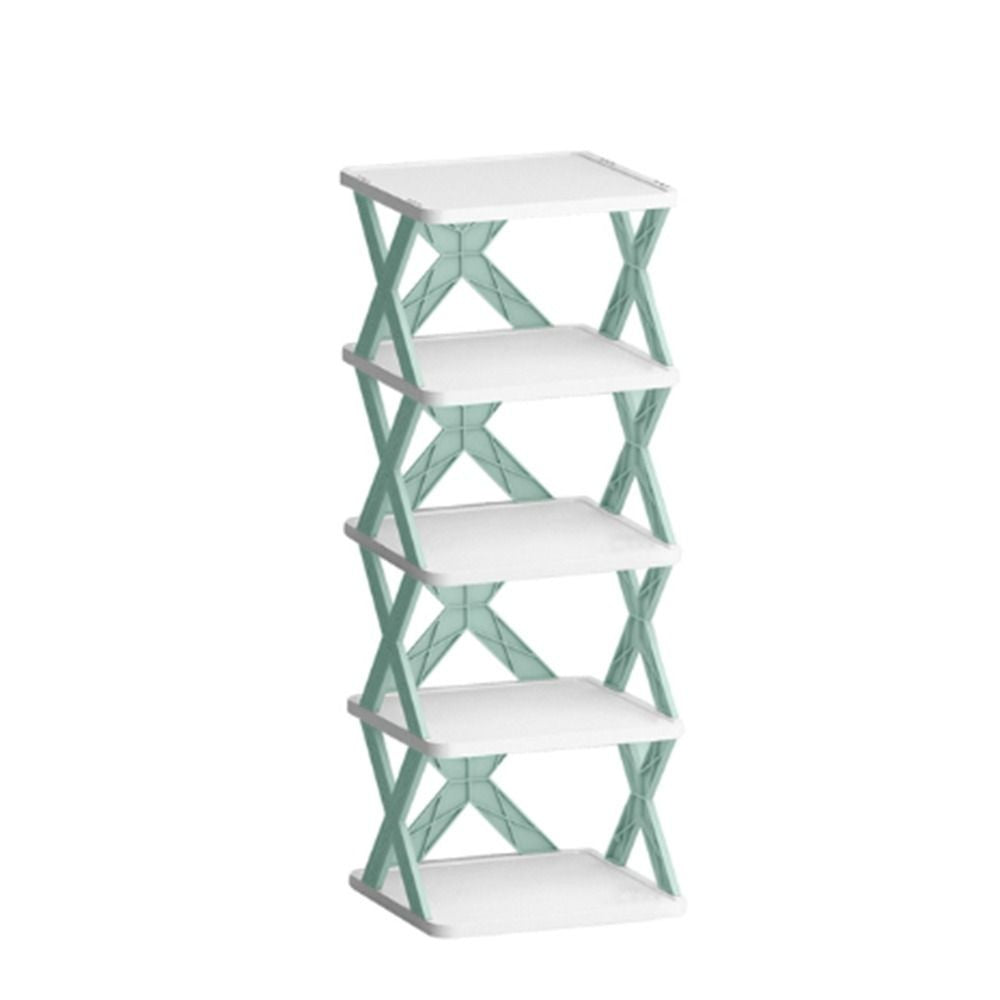 Organizator Pantofi, Suport Modular Stivuibil cu 5 Niveluri, Design Compact si Structura Stabilă in X, ABS, 65.5 x 24 x 26 cm, Turcoaz