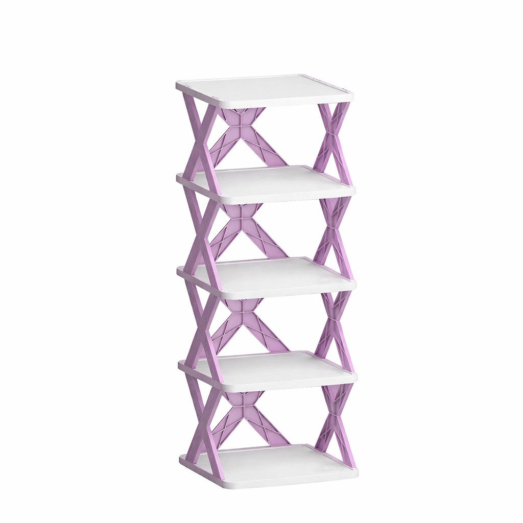 Organizator Pantofi, Suport Modular Stivuibil cu 5 Niveluri, Design Compact pentru Spatii Inguiste, Material ABS Rezistent, 65.5 x 24 x 26 cm, Mov