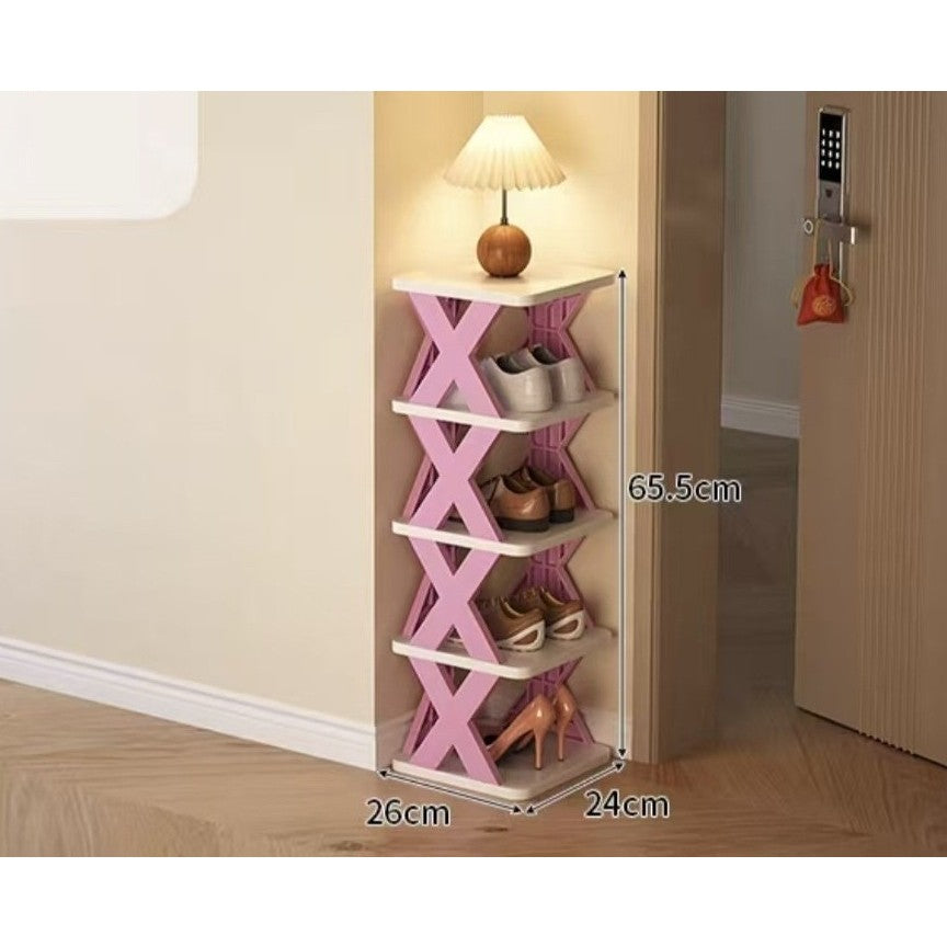 Organizator Pantofi, Suport Modular Stivuibil cu 5 Niveluri, Design Compact pentru Spatii Inguiste, Material ABS Rezistent, 65.5 x 24 x 26 cm, Mov