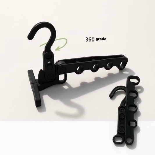 Suport Umerase Pliabil si Portabil, Organizator Haine pentru Calatorii cu 5 Gauri, Rotire 360 Grade, Plastic Rezistent, Negru