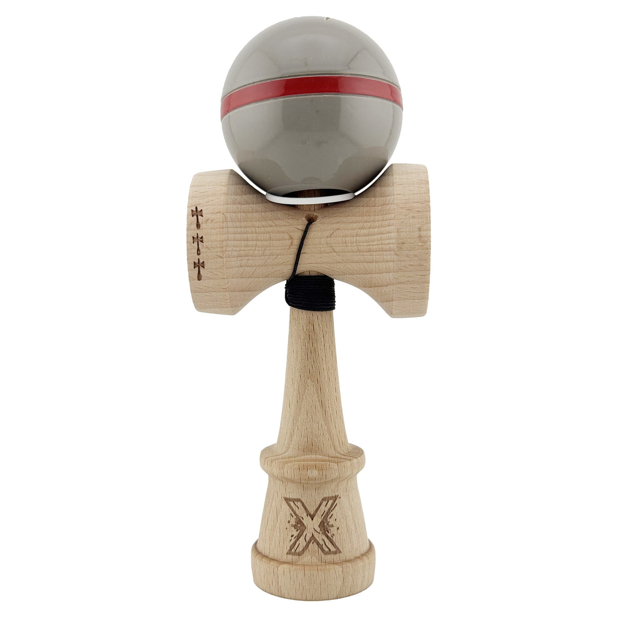 Kendama X Silken Originala, Model V3 Ice Gri, Profesionala, Cupe Mari King Size, Super Sticky, Gaura in Baza, Rulment, Ata 55cm