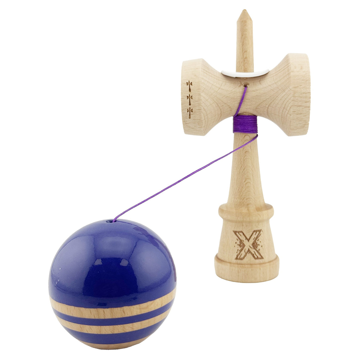 Kendama X Rainbow Originala, Model V3 Violet, Profesionala, Cupe Mari King Size, Super Sticky, Gaura in Baza, Rulment, Ata 55cm