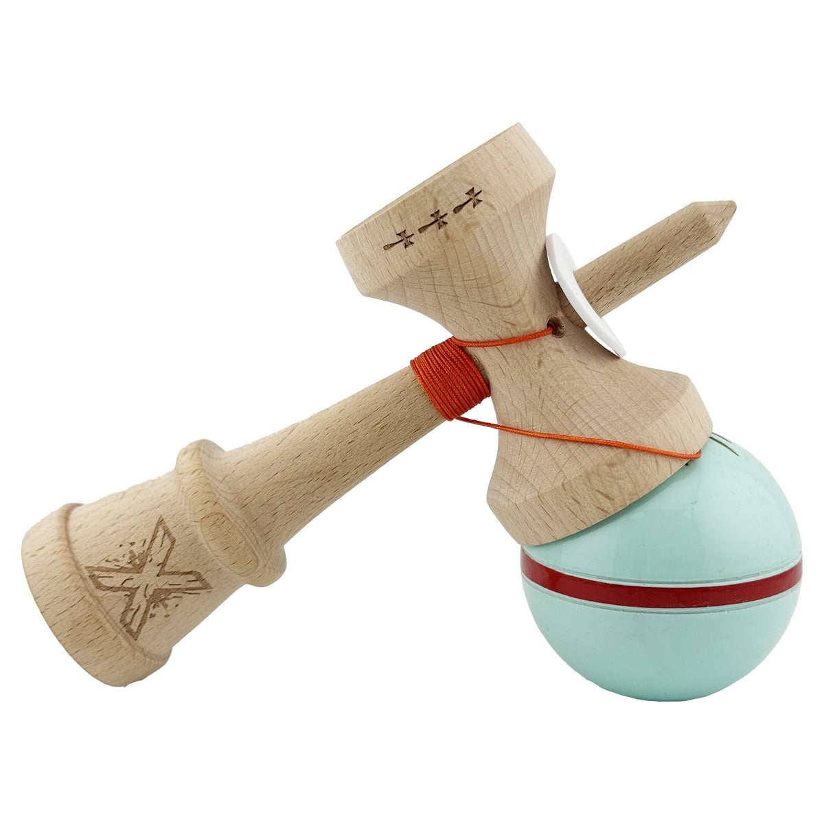 Kendama X Silken Originala, Model V3 Verde Mint, Profesionala, Cupe Mari King Size, Super Sticky, Gaura in Baza, Rulment, Ata 55cm