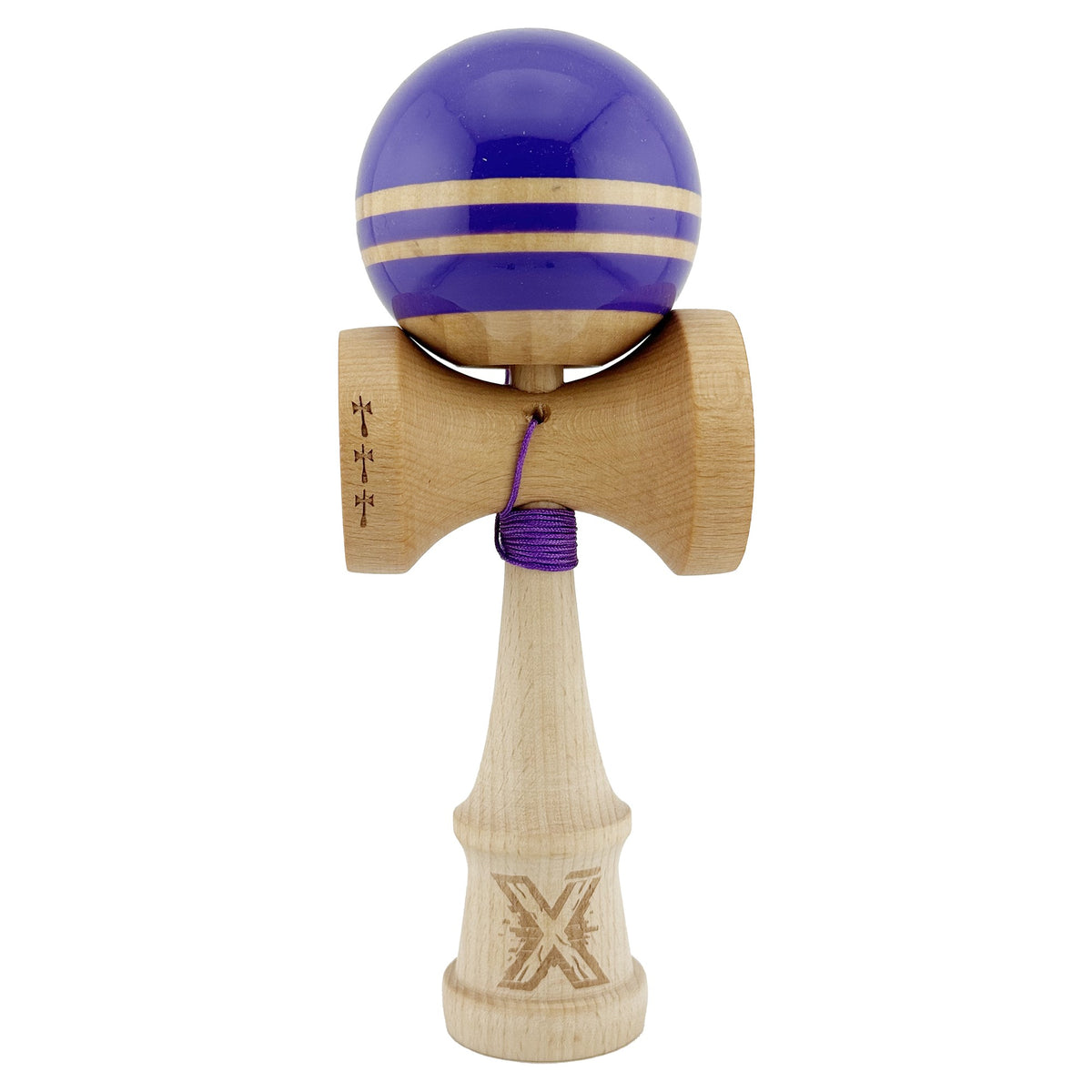 Kendama X Rainbow Originala, Model Indigo / Maro, Profesionala, Cupe Mari, Super Sticky, Rulment, Ata 55cm