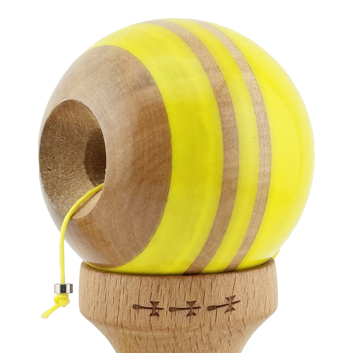 Kendama X Rainbow Originala, Model Galben / Maro, Profesionala, Cupe Mari, Super Sticky, Rulment, Ata 55cm