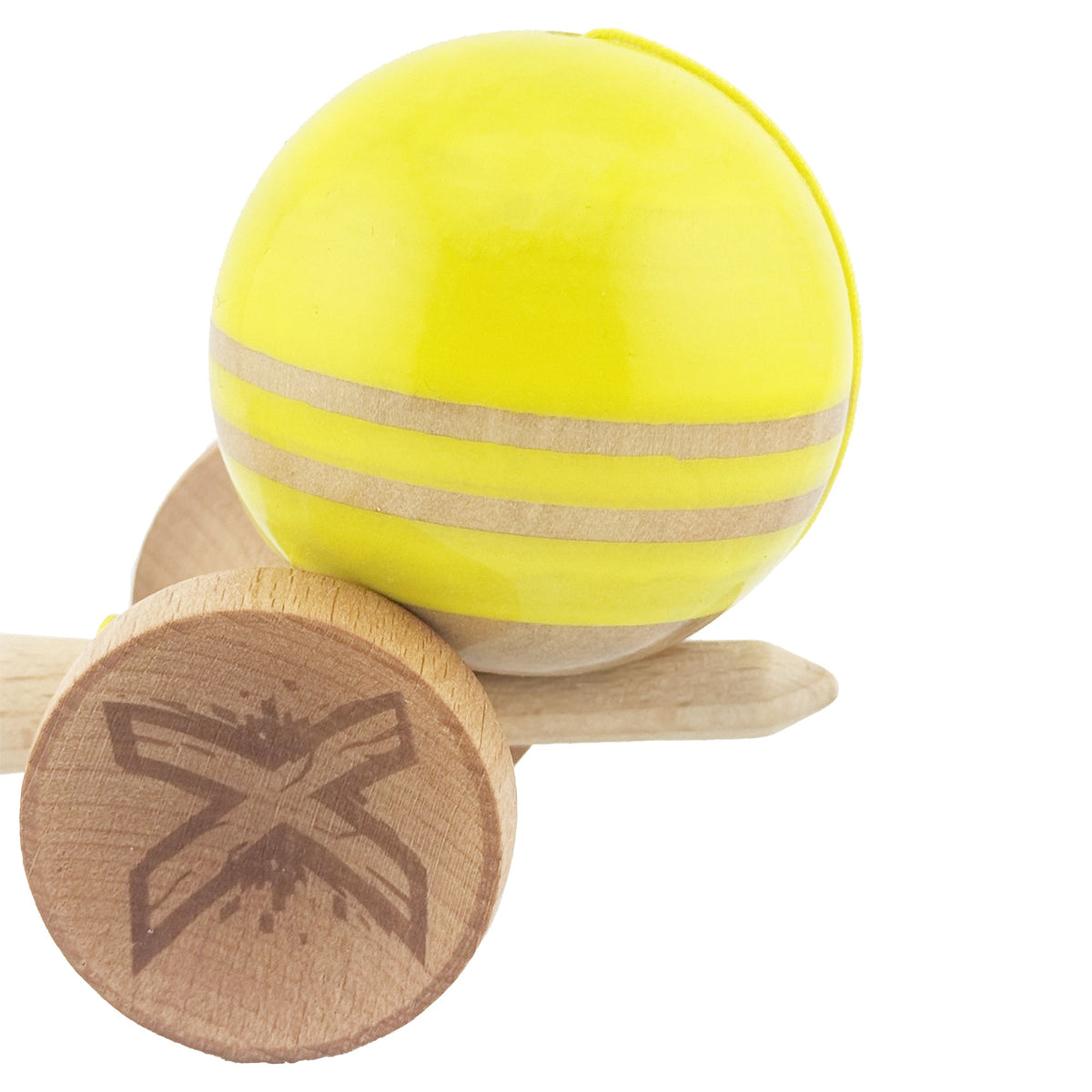 Kendama X Rainbow Originala, Model Galben / Maro, Profesionala, Cupe Mari, Super Sticky, Rulment, Ata 55cm
