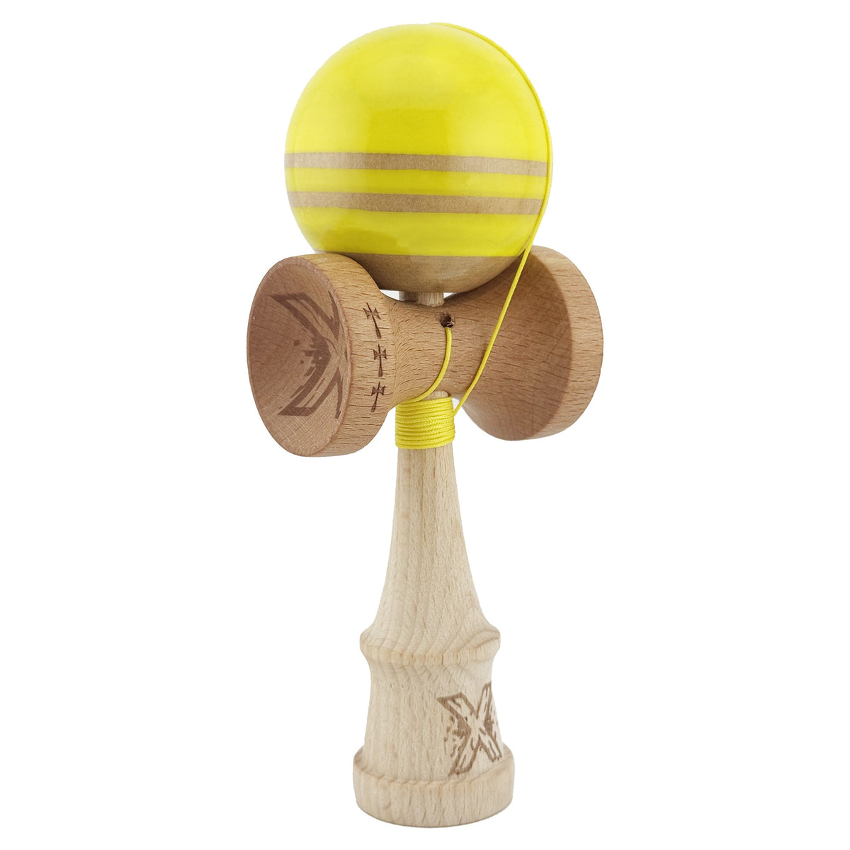 Kendama X Rainbow Originala, Model Galben / Maro, Profesionala, Cupe Mari, Super Sticky, Rulment, Ata 55cm