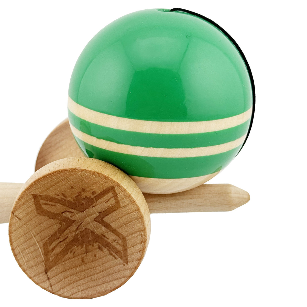 Kendama X Rainbow Originala, Model Verde / Maro, Profesionala, Cupe Mari, Super Sticky, Rulment, Ata 55cm