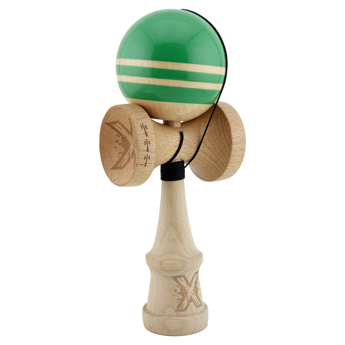 Kendama X Rainbow Originala, Model Verde / Maro, Profesionala, Cupe Mari, Super Sticky, Rulment, Ata 55cm