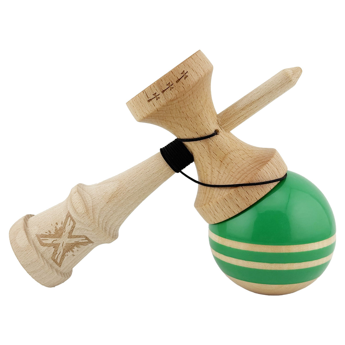 Kendama X Rainbow Originala, Model Verde / Maro, Profesionala, Cupe Mari, Super Sticky, Rulment, Ata 55cm