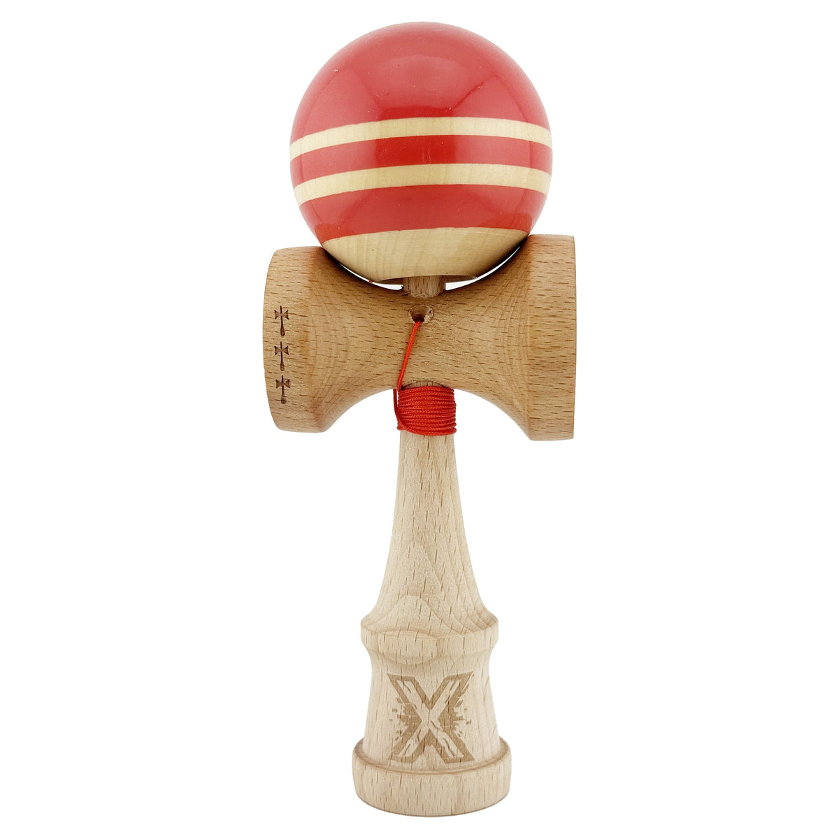Kendama X Rainbow Originala, Model Rosu / Maro, Profesionala, Cupe Mari, Super Sticky, Rulment, Ata 55cm