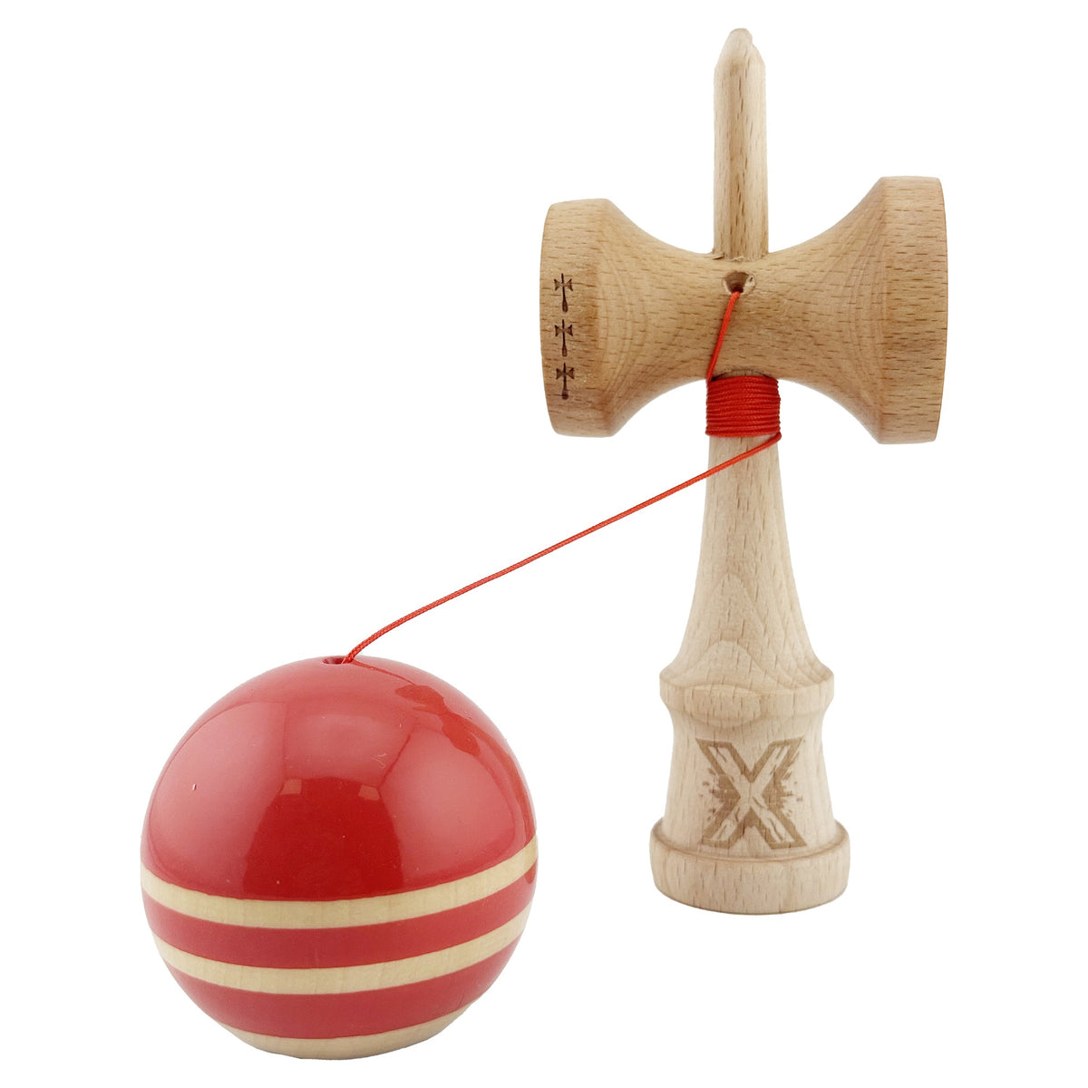 Kendama X Rainbow Originala, Model Rosu / Maro, Profesionala, Cupe Mari, Super Sticky, Rulment, Ata 55cm