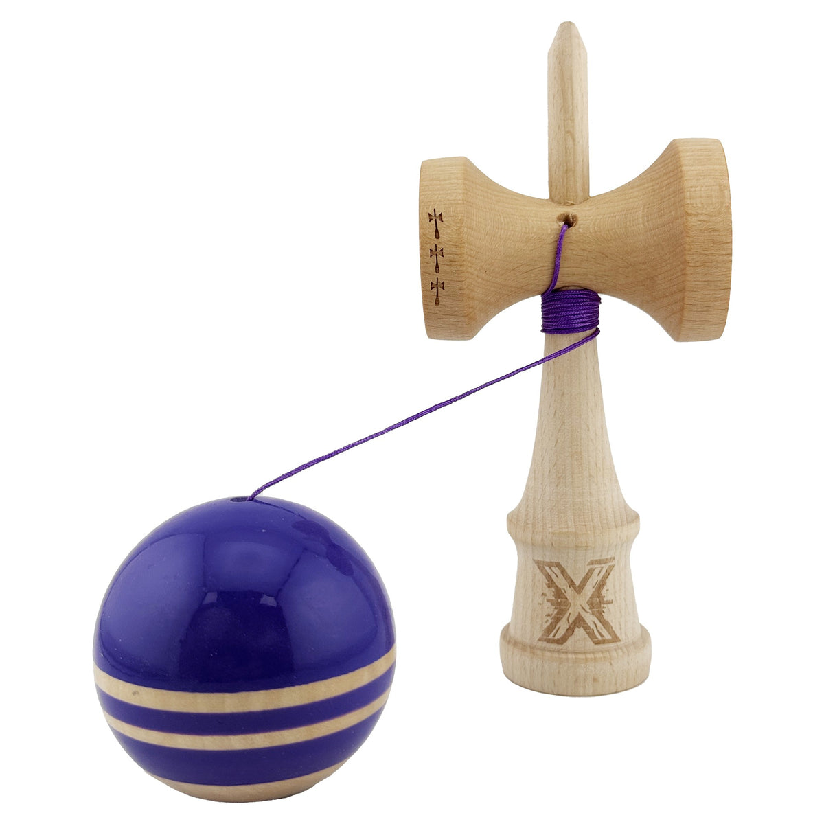Kendama X Rainbow Originala, Model Violet / Maro, Profesionala, Cupe Mari, Super Sticky, Rulment, Ata 55cm