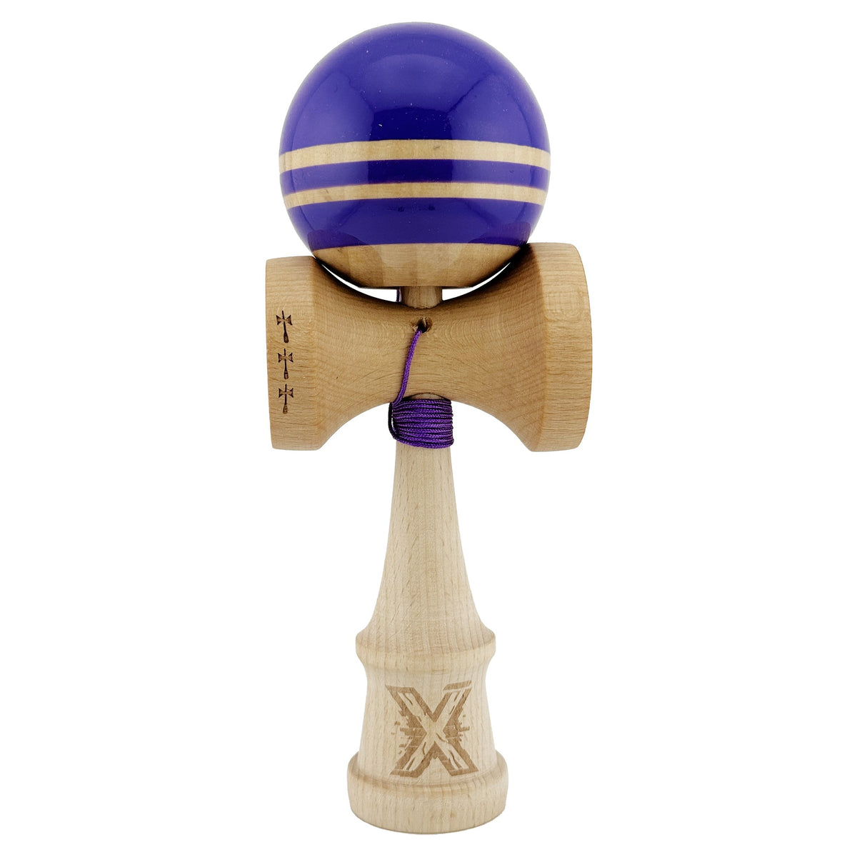 Kendama X Rainbow Originala, Model Violet / Maro, Profesionala, Cupe Mari, Super Sticky, Rulment, Ata 55cm